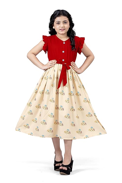 [Apply Coupon] - [Size: 11 Years-12 Years] - Fashion Dream Girl's Knee Length Dress
