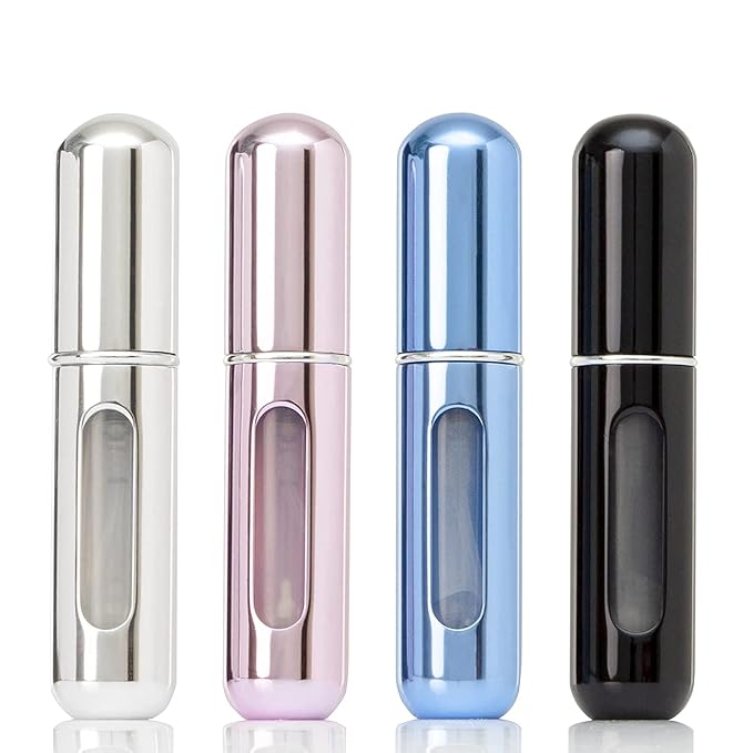 4PCS Refillable Perfume Atomizer Bottle - Portable Travel Mini Spray Bottles, Cologne Dispenser With Bag for Travel