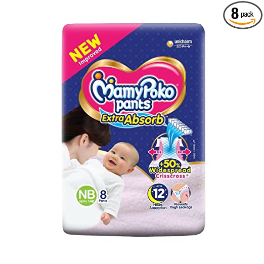 MamyPoko Diaper pants, New born, Pack of 8