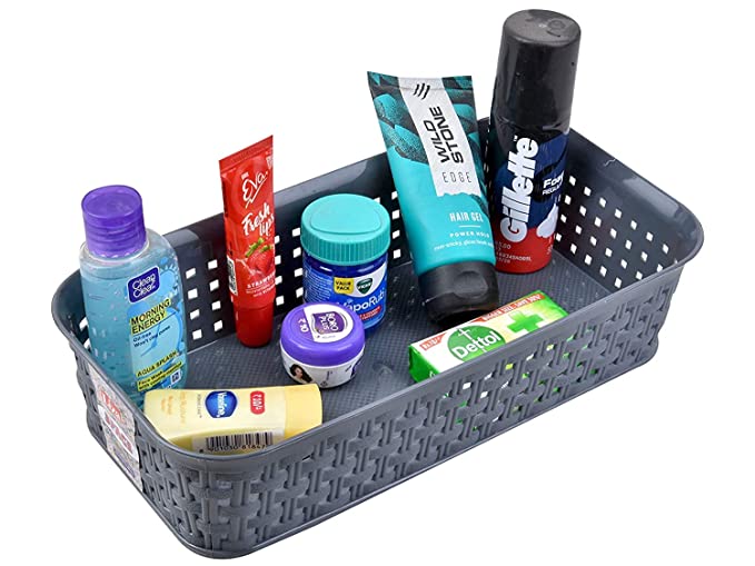 KSP HOME Plastic Multipurpose Desk Organizer Tray Office Drawer Dividers Storage Bins for Kitchen, Bathroom, Office, Makeup, Bedroom Dresser, Craft Basket Rack Multicolour (Pack of 1)