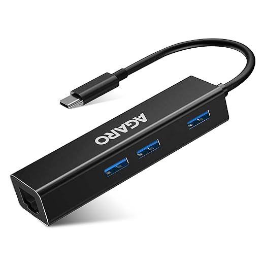 AGARO USB C to Ethernet Adapter, 4-in-1 RJ45 to USB C Thunderbolt 3/Type-C Gigabit Ethernet LAN Network Adapter