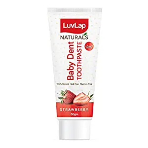 LuvLap Naturals Baby Dent 100% Natural Toothpaste for Kids, Bubble Fruit Flavour, SLS & Fluoride Free, Removes Plaque, Prevents Bacterial Growth, Ensures Shiny White Teeth, Neutral pH, 12M+, 50g