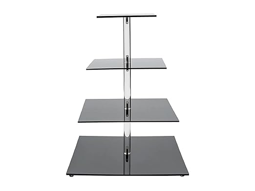 Porpoise Multitier Cupcake Stand/Dessert Display Holders - Black Stacked Party Cupcake Tree - Tiered Cake Stand - Cupcake Tower for Parties Birthday (Square 4 Layer Black)