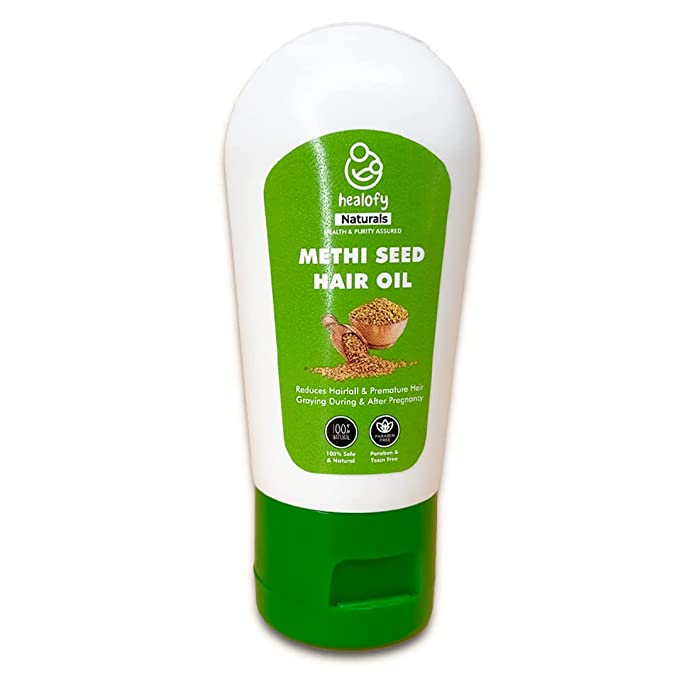 [Size: 30ml] - healofy Naturals Anti Hair Fall Methi Seed Oil with Goodness of Amla, Brahmi, Bhringraj, Castor, Almond, Jojoba & Sesame | No Silicon, No Paraben, No Mineral Oil