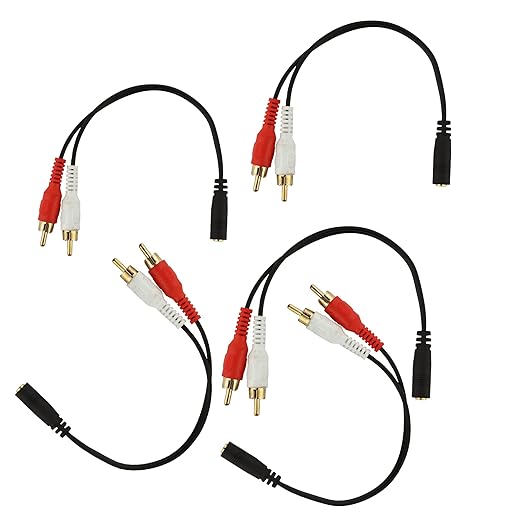 C & E 0.6m Female to 2 RCA Male Stereo Audio Cable Gold Plated PACK OF-5