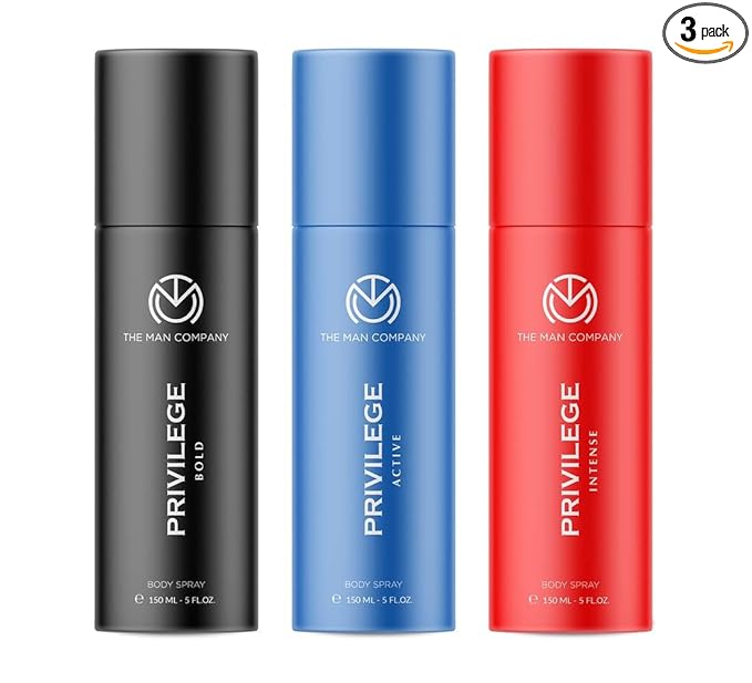 The Man Company Privilege Deodorant Liquid For Men 3 X 150ml | Combo Of Active, Bold & Intense Deo | Long-Lasting Scent and Fresh Odour for Everyday Use | Travel-Friendly Deo Set