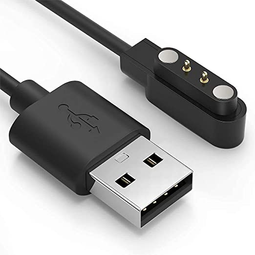 BYLKO W26/W26plus, ColourFit Watch Cable, Watch Holder Magnetic 2 pin Cable, Watch Charging Cable for W26/W26plus, ColourFit Charger Length 35 cm for Smart Watch (Charge only, Black)