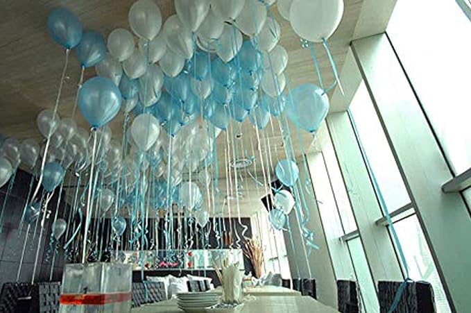 AMFIN® (Pack of 25) 10 inch Metallic Balloons Light Blue and White for Birthday Decoration, Decoration for Weddings, Engagement, Baby Shower, Anniversary Party, Theme Party - Light Blue & White