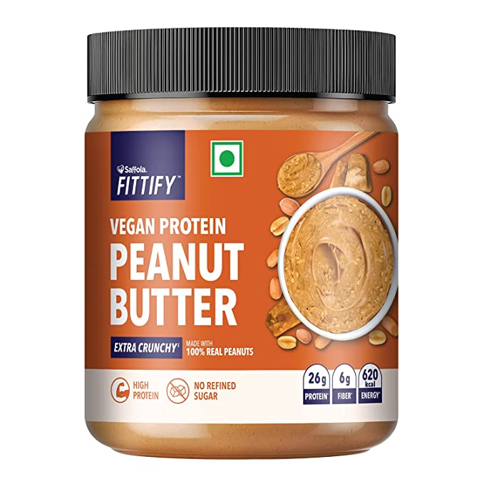 Saffola FITTIFY Vegan Protein Peanut Butter | Extra Crunchy | High protein | No Refined Sugar | Vegan | 200g