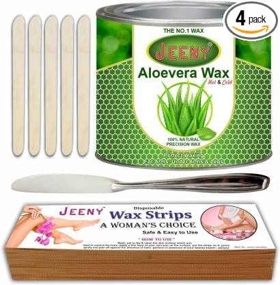 Jeeny New Professional Hot & Cold Aloevera Sugar Wax (600 g) + Wax Strips - Product Numbar.Of-4 Wax (600 g)