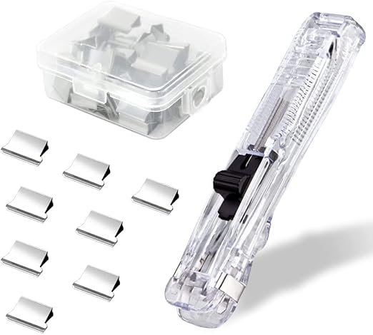 TCCO ENTERPRISE Handheld Paper Fast Clam Clip Dispenser with 50 Stainless Steel Metal Refill Clips for School Office