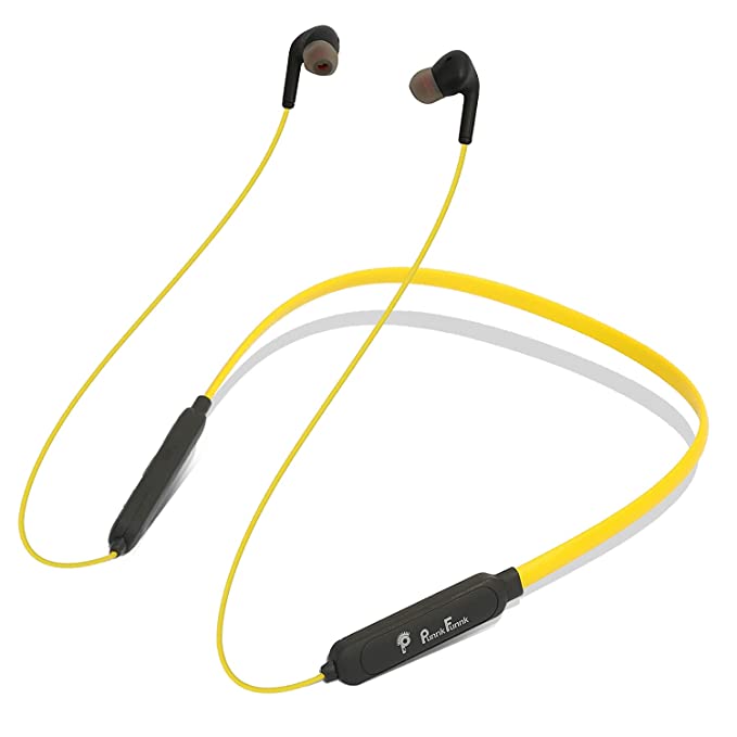 Punnk Funnk Wireless Bluetooth Headphones with Mic IPX4 Water Resistant, Bluetooth 5.0 Earbuds Sports Neckband Earphones, 12H Playtime in Ear Headphones for Running Sports Gym (Yellow)