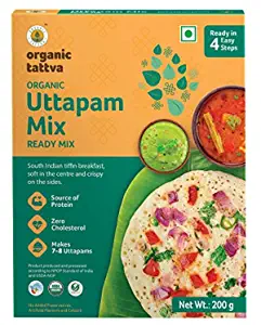 Organic Tattva, Organic Instant Ready Mix Uttapam, 200 gram | with Benefits of Sunflower Oil and Fenugreek | Source of Protein and No Zero Cholesterol
