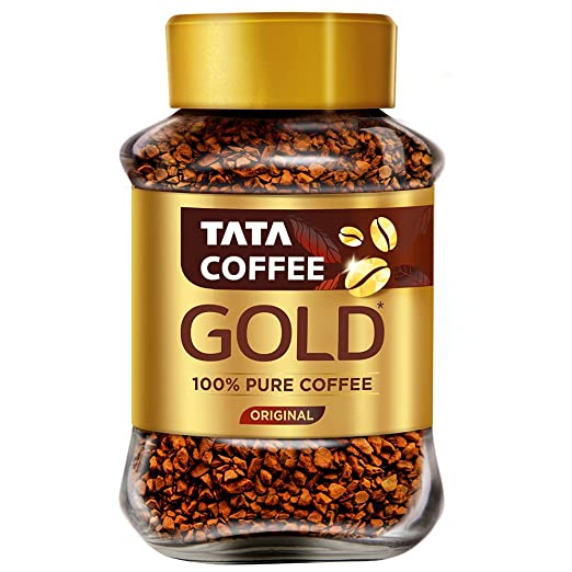 Tata Coffee Gold Original, Instant & Pure Coffee Jar, 90/95 Gm, Freeze-Dried, Rich & Strong, Specially Sourced Robusta And Arabica Bean