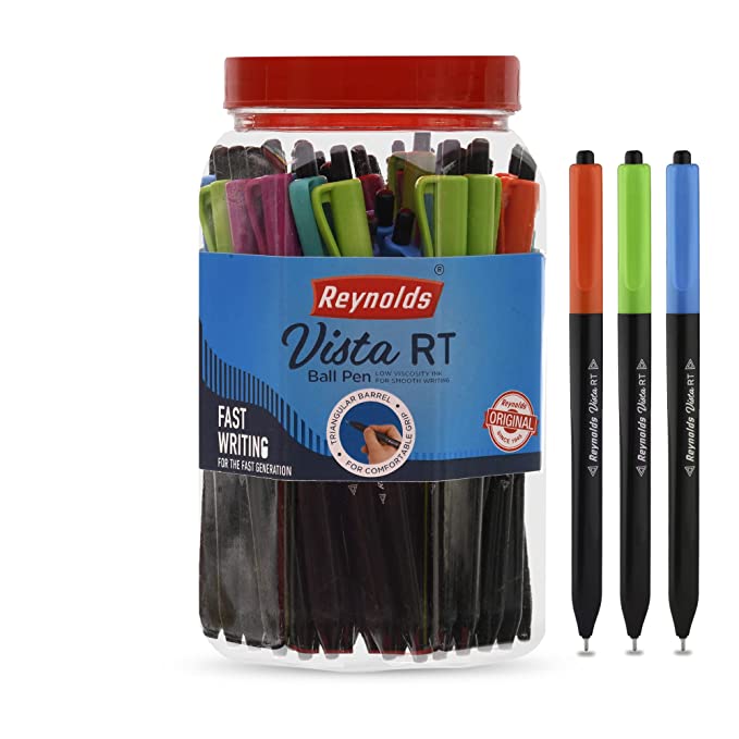 Reynolds VISTA RT 50 PENS PACK - BLUE Ball Pen I Lightweight Ball Pen With Comfortable Grip for Extra Smooth Writing I School and Office Stationery