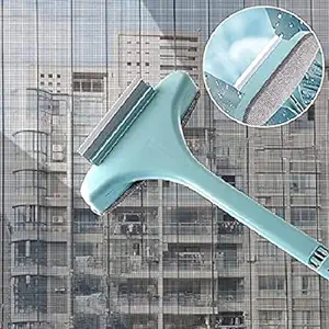 Multifunctional Screen Brush 2 in 1 Mesh Cleaning Brush & Wiper with Extended Handle Window Cleaning Brush Net Cleaner Double-Sided Window Cleaner Window Mesh Cleaner, Multi Color, Pack of 1
