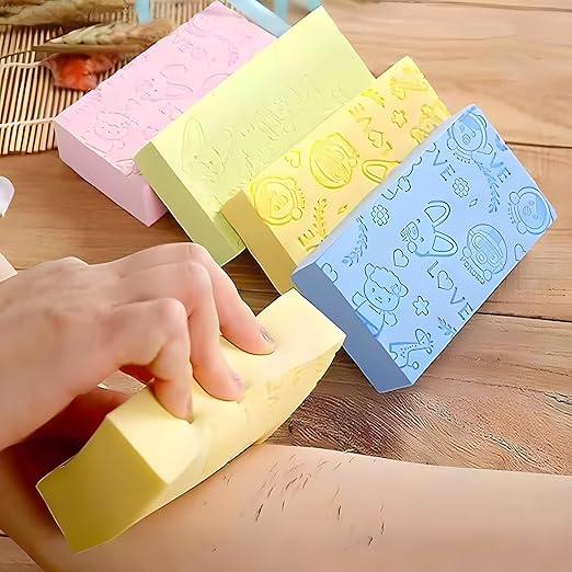 DREAM FASHION Ultra Soft Exfoliating Bath Sponge Scrubber for Kids Body Wash - Dead Skin Removal Bathing Exfoliator for Body Scrub