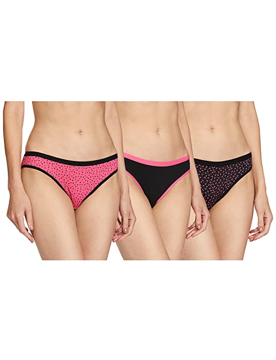[Size: XS] - Max Women Printed Elasticated Bikini Panty - Pack of 3