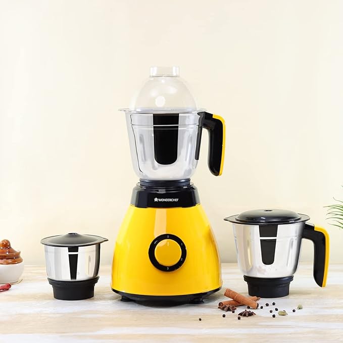 Wonderchef Vesper Yellow Mixer Grinder 600 Watts in Yellow