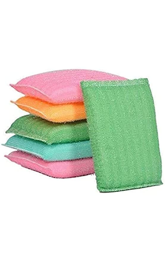 GCH WORLD Non-Scratch Multi Colour Kitchen Utensil Scrubber Pad, Multi-Use & Foam Pad Sponge Scourer for Dish, Utensils All Type Washing, Heavy Duty Standard (14mm Thick) Set of (6)