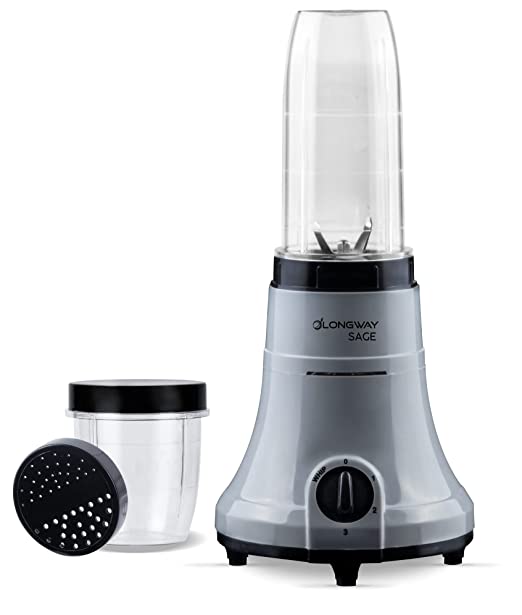 Longway Sage 500 Watt Juicer Mixer Grinder with 2 Jars for Grinding, Mixing, Juicing with Powerful Motor | 1 Year Warranty | (Black & Gray, 2 Jars)