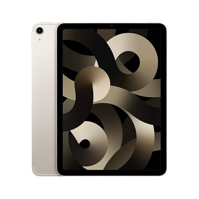 Apple iPad Air (5th Generation): with M1 chip, 27.69 cm (10.93) Liquid Retina Display, 64GB, Wi-Fi 6 + 5G Cellular, 12MP front/12MP Back Camera, Touch ID, All-Day Battery Life  -  Starlight