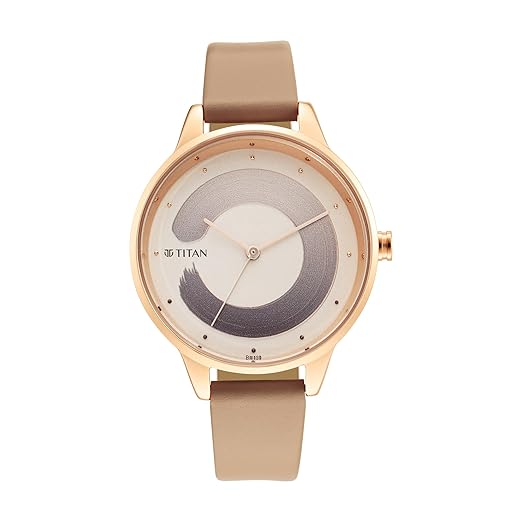 Titan Purple Glam It Up Rose Gold Dial Analog Leather Strap Watch for Women-NS2648WL05