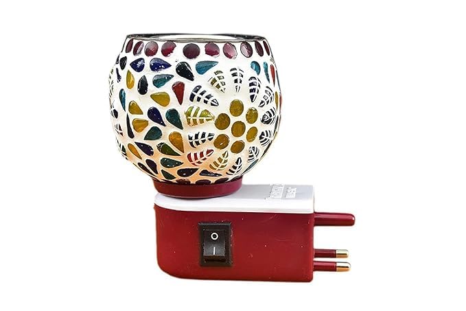 Aditya Shopping Electric Ceramic Multicolor Aroma Diffuser Kapoor Dani | Camphor Diffuser Incense Burner Holder Kapoor Dani with Night Lamp for Home, Office