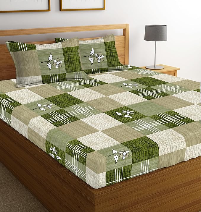 BSB Home Double Floral Bedsheet with 2 Pillow Covers | 144 TC Soft Brushed Microfiber - Breathable & Wrinkle Free - 3 Pcs Set Multicolour, Maroon & White