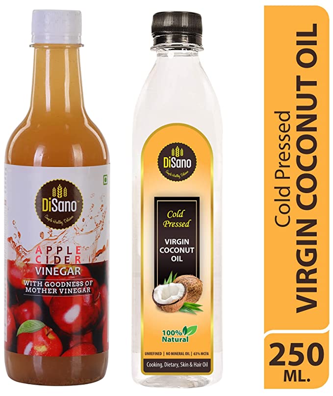 DiSano Cold Pressed Virgin Coconut Oil, 250 ml & Apple Cider Vinegar With Mother Vinegar 500 ml