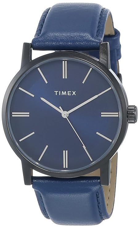 Timex Men Leather Analog Blue Dial Watch-Twhg35Smu03, Band Color-Blue