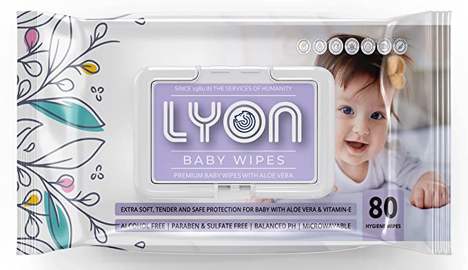 Lyon Baby Wipes, Pack of 1 (80 Wipes)