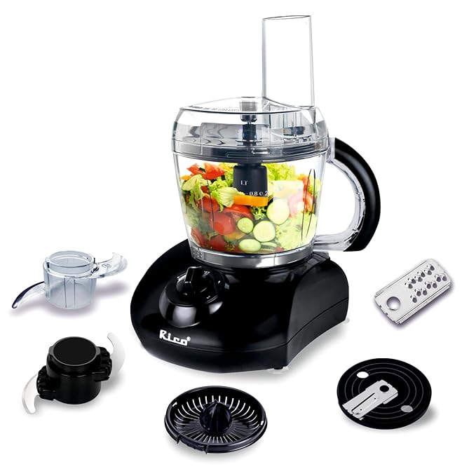 Rico 400 Watts Japanese Technology Mini Food Processor Atta Maker for Kitchen | 1 Year Warranty | Dough Kneader, Chopper, Shredder & Juicer | Black