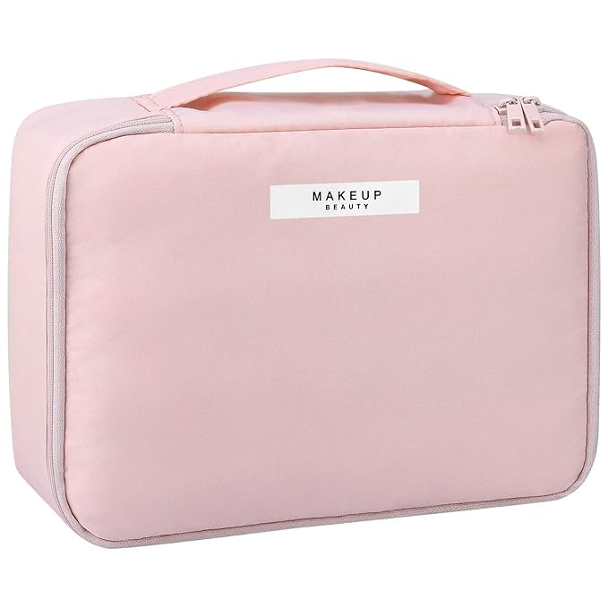 Seagull flight of fashion Polyester Cosmetic Organizer Bag with Pouch, Makeup Pouch for Home and Travel, Makeup Organiser for Brushes, Toiletries, Cosmetics for Women - 24 x 17 x 7 cm - Rose Gold