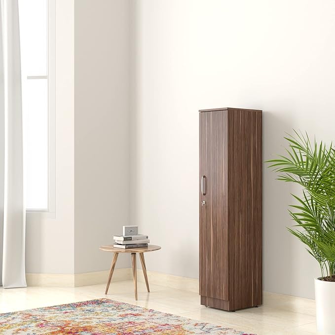 Amazon Brand - Solimo Alate Engineered Wood Single Door Wardrobe (Cairo Walnut Finish)