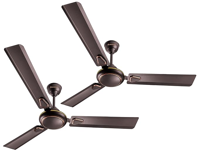 LONGWAY Kiger P2 1200 mm/48 inch Ultra High Speed 3 Blade Anti-Dust Decorative Star Rated Ceiling Fan (Smoked Brown, Pack of 2)
