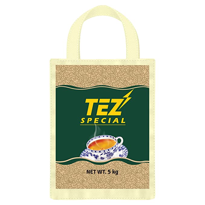 Tez Tea Special Assam Black Loose CTC Leaf Tea, 5kg (Comes in Free Reusable Bag) - Strong, Aromatic & Rich | Black Assam CTC Leaf Tea | Premium Kadak Chai Patti | Hotel Blend | Value Pack