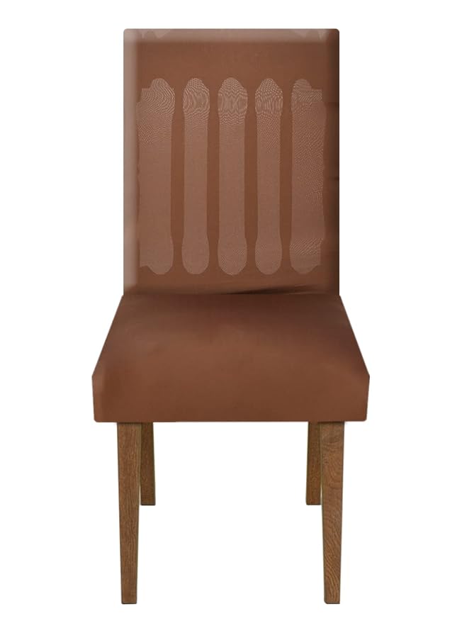Amazon Brand - Solimo Polyester Elastic Dining Chair Cover - (Plain Print, Brown)