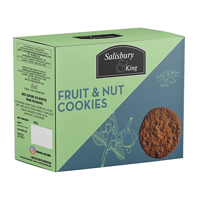 Salisbury & King - Fruit & Nut Cookies 200 Gms, Medium
