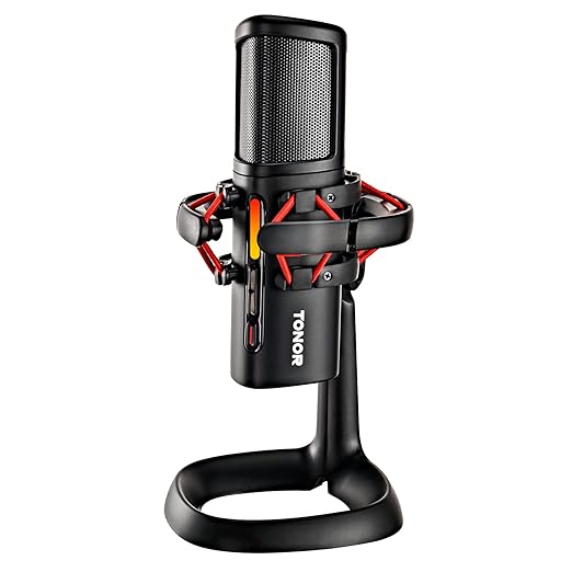 TONOR USB Microphone Computer Gaming Condenser Mic, Noise-Canceling Zero Latency Monitoring for Podcast/Recording/Livestreaming/Teleconferencing on PC/Mac/Android Device, Plug and Play, ORCA001