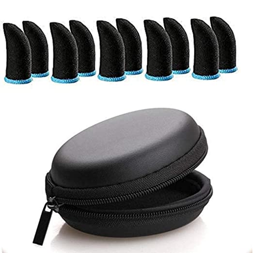 Thumb & Finger Sleeve for Mobile Game (10 Pieces), Pubg,Cod,Freefire & Fortnite -with Carry Box-Pack of 5 Pair with Pouch