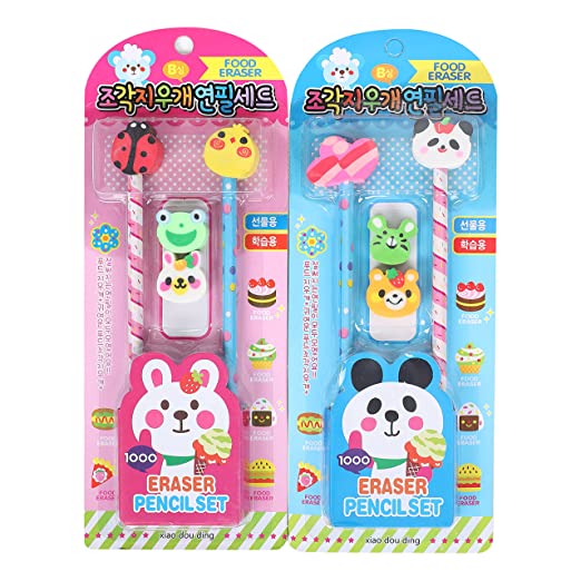 xcluma Pencils with Smiley Erasers Set