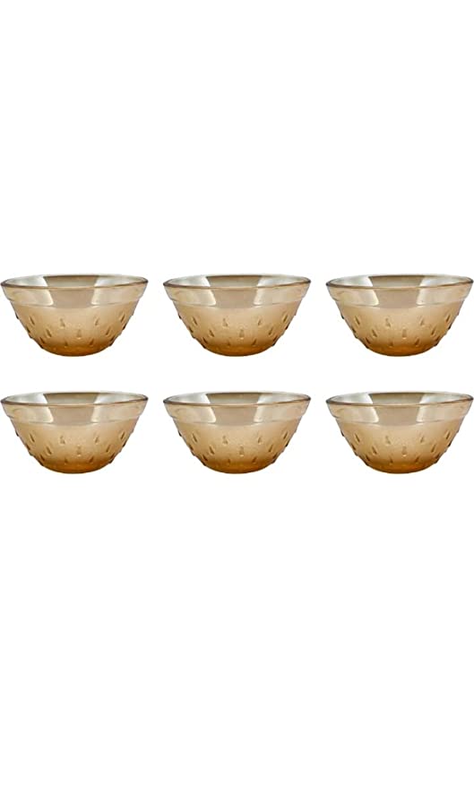 Luckkystore Glossy and Solid Kitchen-Dining Serving Bowls Set Pack of 6pcs Color GOL