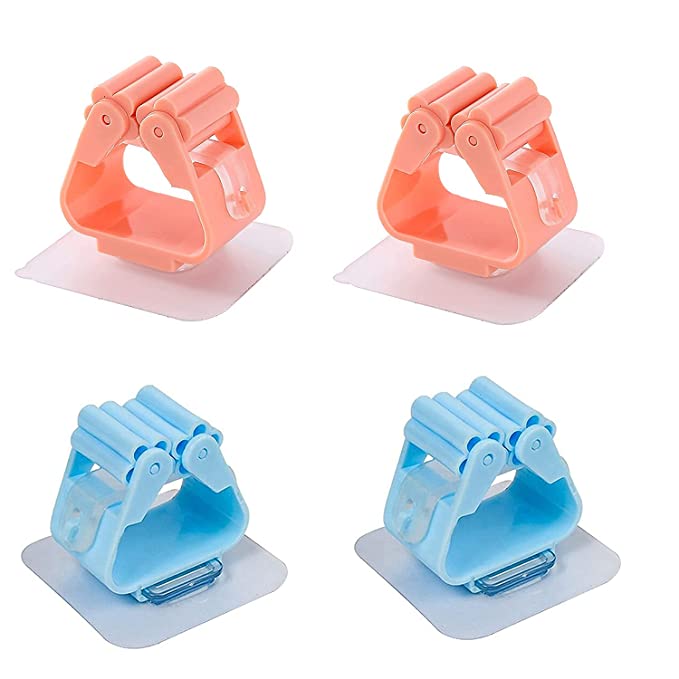 AG E-Com Mop and Broom Holder Wall Mounted, Magic Sticker Series Self Adhesive Broom Organizer Multipurpose Tools Storage Hanging Clip for Kitchen, Bathroom, Laundry Room, Home, Wardrobe