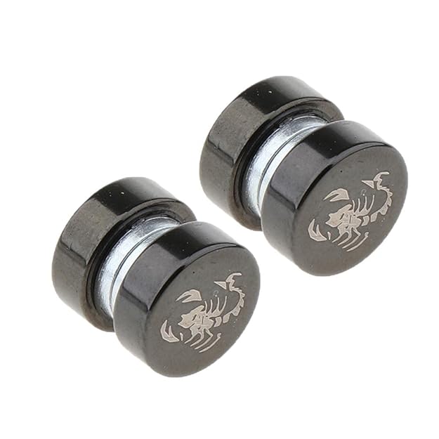 [Apply Coupon] - LOOM TREE® 1 Pair Non Piercing Clip on Magnetic Ear Stud Men Fake Earrings Scorpion| Fashion Jewelry | Earrings