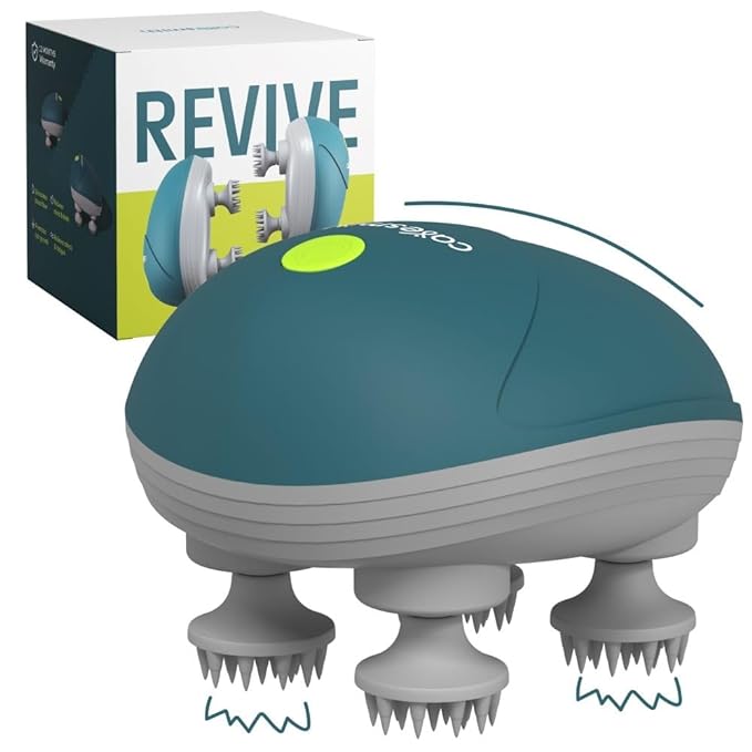 [Apply Coupon] - Caresmith Revive Scalp Massager | 96 Silicon Kneading Points with Detachable Heads | Scalp, Body & Head Massager for Hair Growth (Green)