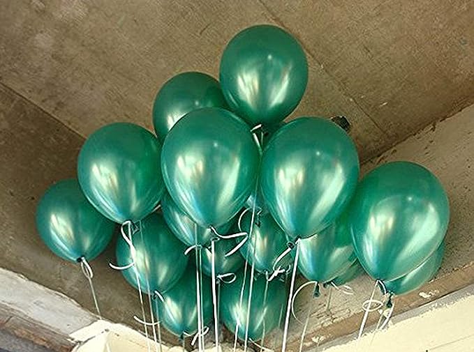 AMFIN® (Pack of 25) 10 inch Metallic Balloons Green for Birthday Decoration, Decoration for Weddings, Engagement, Anniversary - Dark Green