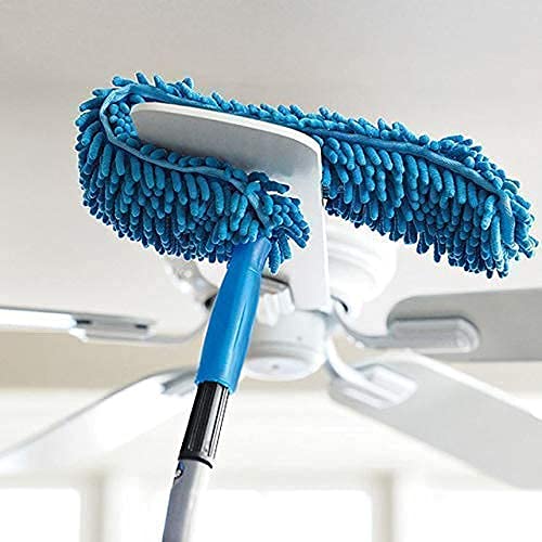KANISH BRAND kc enterprise Multipurpose Microfiber Flexible With Expandable Rod For Dust Cleaning And Home Sealing Fan Cleaning With Long Rod (Multi Colour, Pack of 1, Fan Mop)