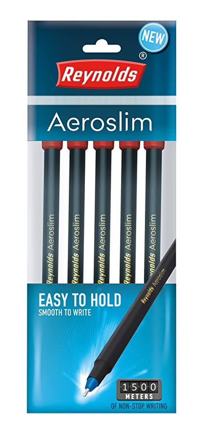 Reynolds AEROSLIM BP - RED (Pack of 10) | Lightweight Ball Pen With Comfortable Grip for Extra Smooth Writing I School and Office Stationery