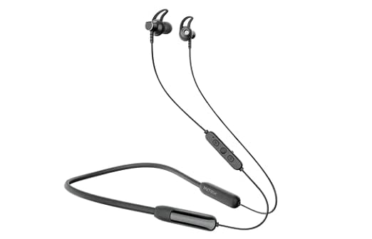 [Apply Coupon] - Intex Musique Play Bluetooth in Ear Wireless Neckband with Up to 50H Playtime ASAP Charge, Dual Connectivity, Inbuilt AI Assistant and Magnet Earbuds Lock (Retro Black)